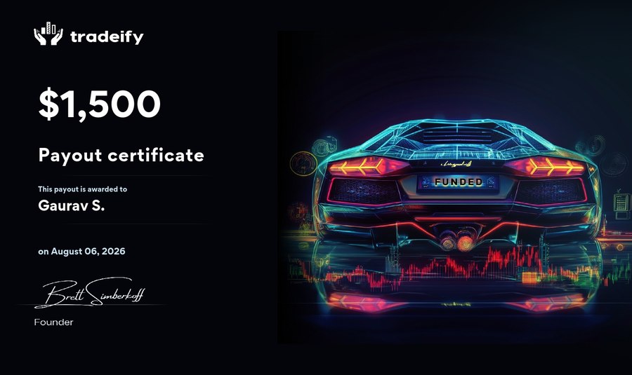 Tradeify payout certificate — $1,500