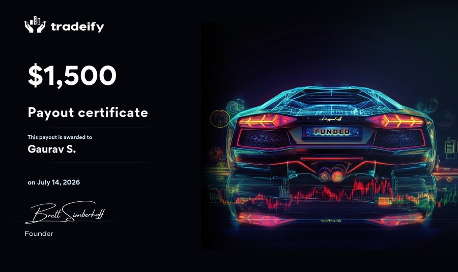 Tradeify payout certificate — $1,500